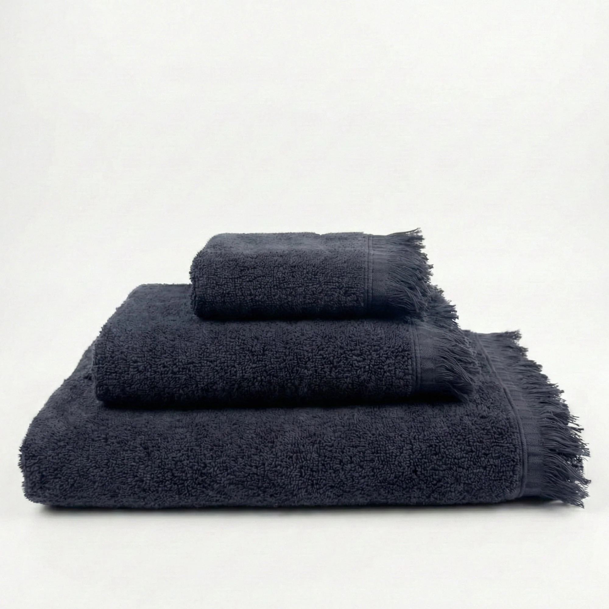 Natalie Luxury Bath Towels in Black | The Loomia