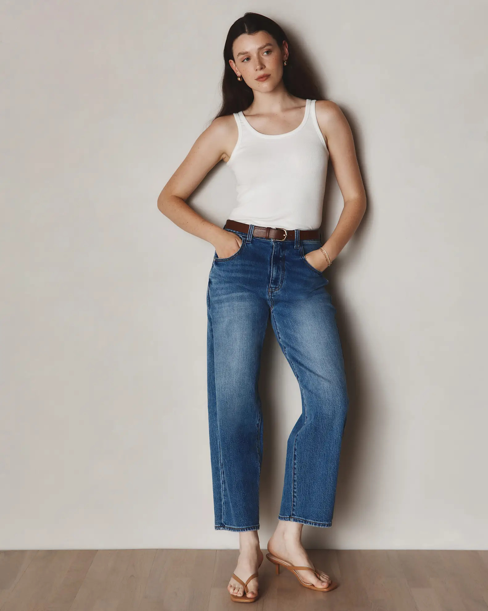Bella Stretch Barrel Jeans in Atlantic Blue | Quince
