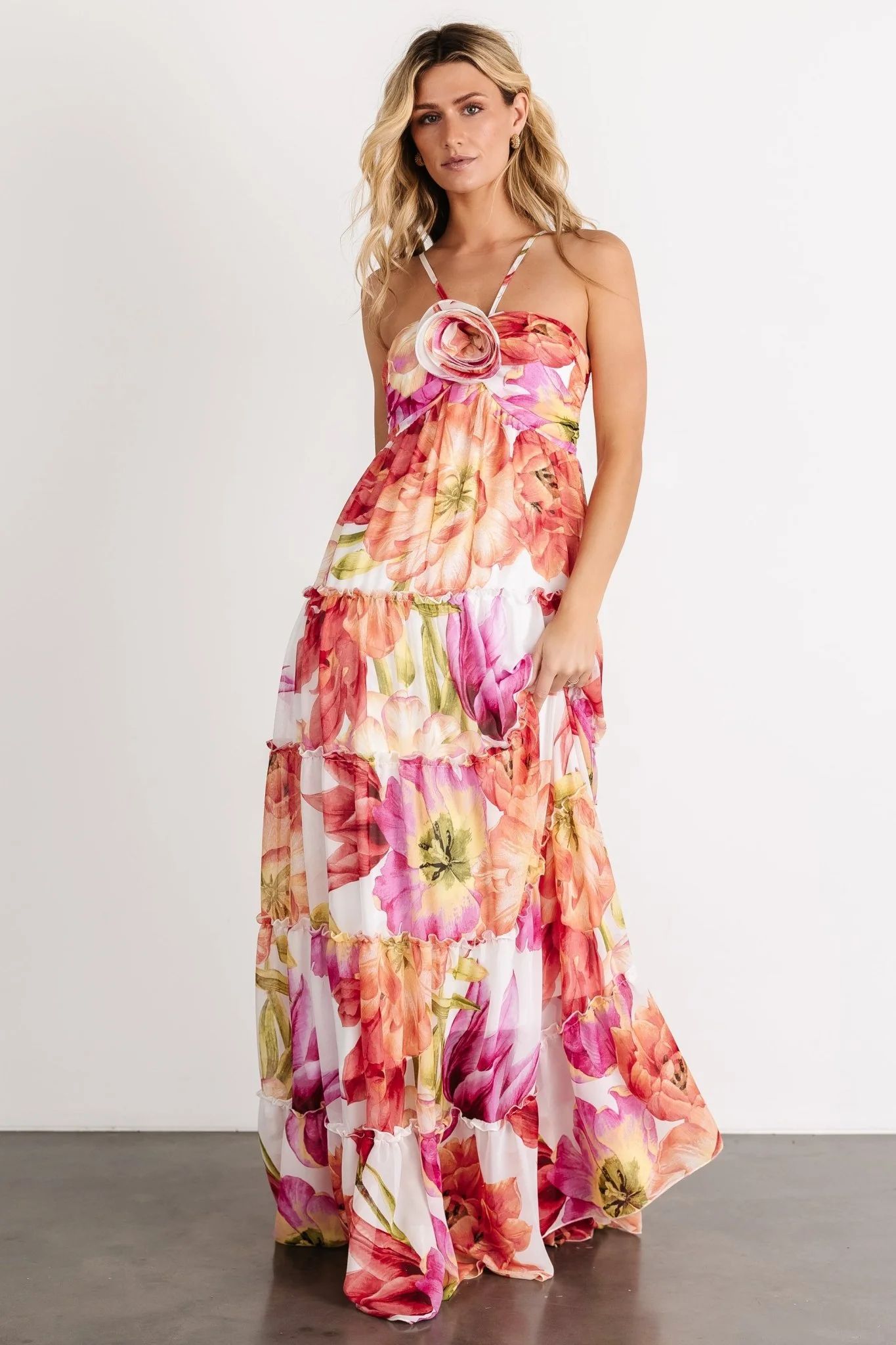 Charmaine Maxi Dress | Pink + Red Floral | Baltic Born