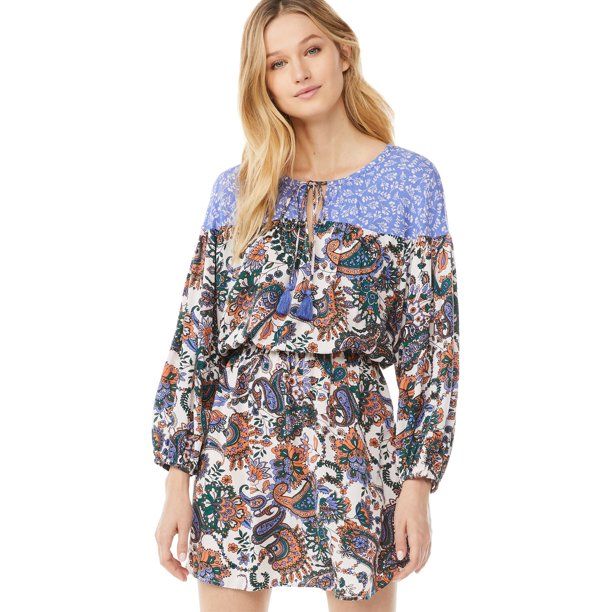 Scoop Women's Drop Shoulder Mini Dress with Long Sleeves | Walmart (US)