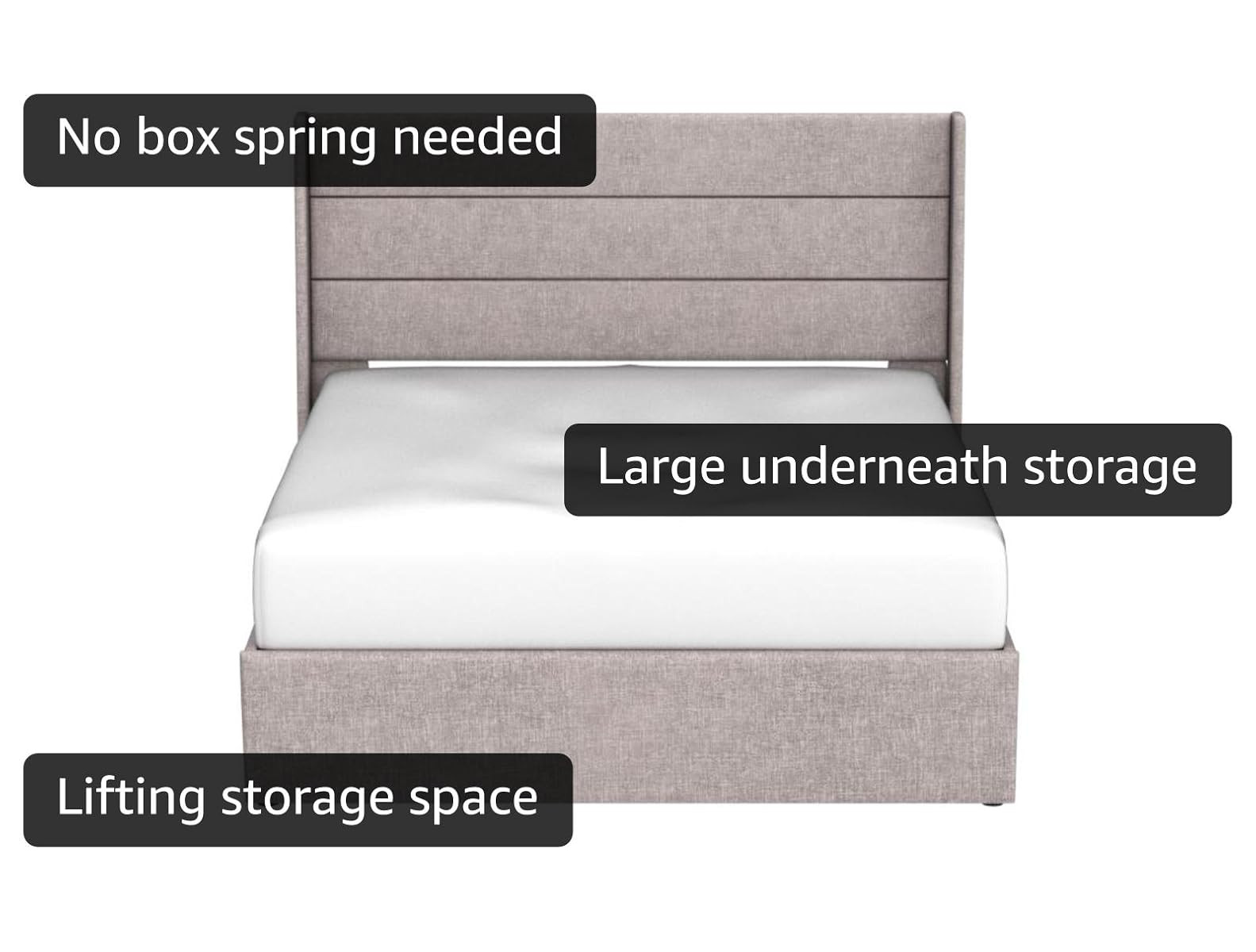 Allewie Queen Size Lift Up Storage Bed, Modern Wingback Headboard, Hydraulic Support, No Box Spri... | Amazon (US)