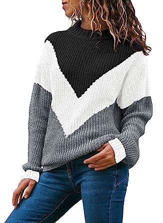 Alsol Lamesa Women's Pullover Sweaters Crew Neck Long Sleeve Casual Knit Sweater | Amazon (US)