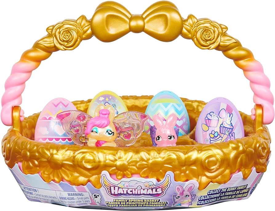Amazon.com: Hatchimals CollEGGtibles, Bunny Family Spring Basket Toy (Gold/Pink) with 6 Character... | Amazon (US)