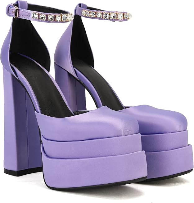 THESHY Womens Platform Chunky High Block Heels Ankle Strap Buckles Wedge Dress Pumps Fashion Shoe... | Amazon (US)