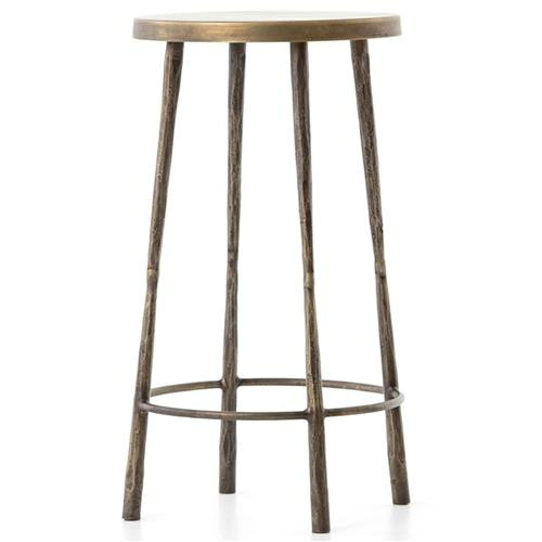 Vito Industrial Loft Hand Wrought Antique Brass Iron Counter Stool | Kathy Kuo Home