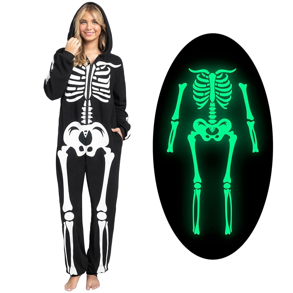 Spooktacular Creations Adult Skeleton Costumes for Women Glow in The Dark Jumpsuit Pajama Zip-Up ... | Amazon (CA)