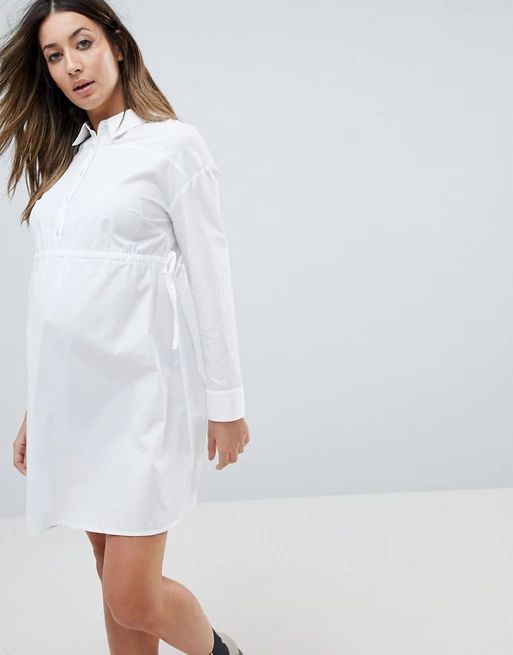 ASOS Maternity Ruched Cotton Mini Shirt Dress | ASOS US