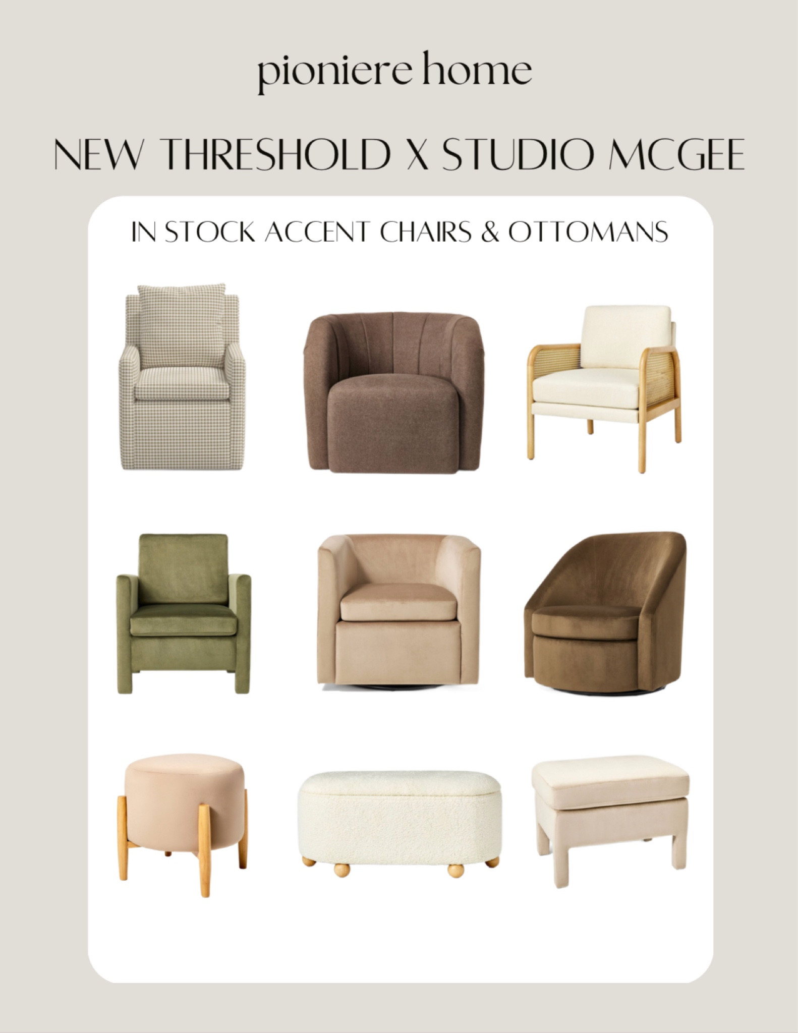 New threshold x studio McGee accent chairs and ottomans. Swivel chairs, upholstered ottomans, velvet chairs. Affordable accent chairs  

#LTKhome #LTKstyletip #LTKFind