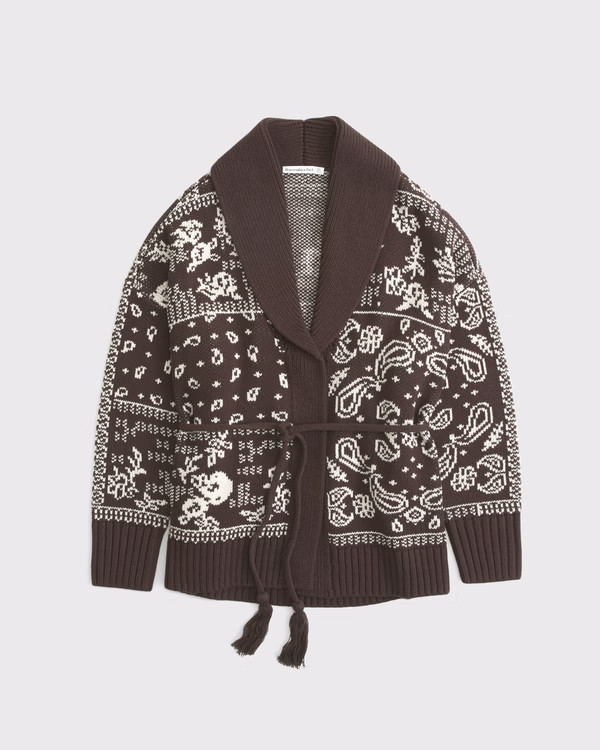 Bandana Print Belted Cardigan | Abercrombie & Fitch (US)