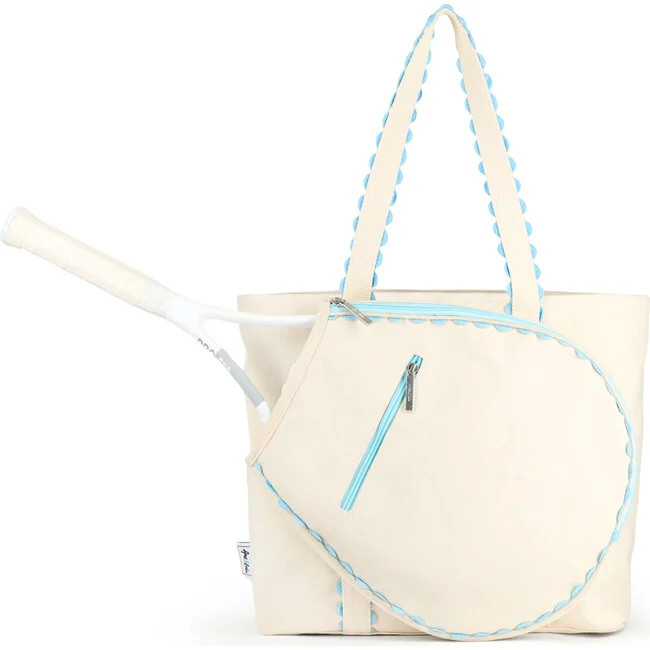 Ame & Lulu | Nantucket Tennis Tote, Light Blue (Natural) | Maisonette | Maisonette