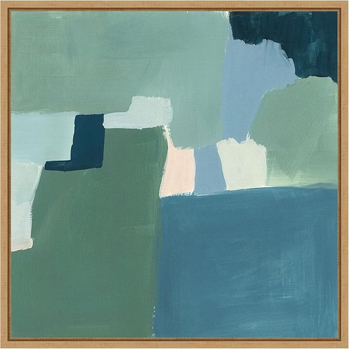 Amanti Art Framed Canvas Wall Art 16x16 Teal and Sage I by Victoria Barnes, Framed Wall Art Canva... | Amazon (US)