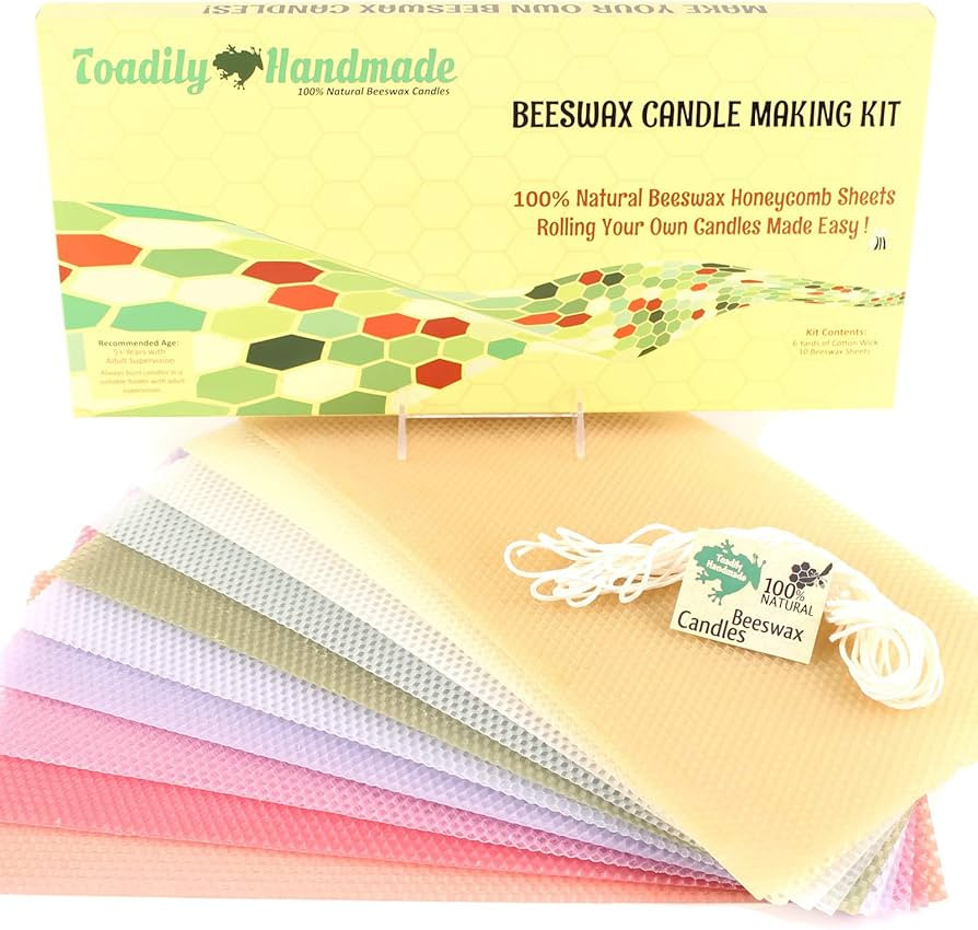 Beeswax Candle Making Kit with 10 Full Size (16" x 8") Pure Honeycomb Beeswax Sheets in Pastel Co... | Amazon (US)