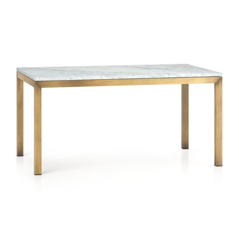 Parsons White Marble Top/ Brass Base 60x36 Dining Table + Reviews | Crate & Barrel | Crate & Barrel