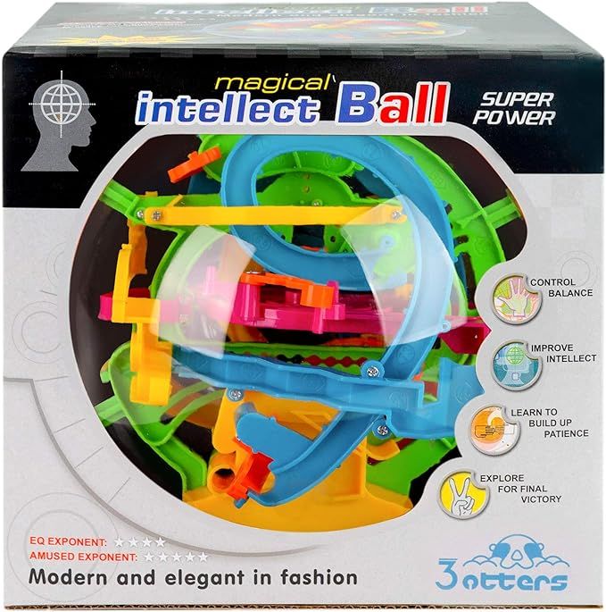 3 otters 3D Puzzle Ball, 138 Obstacles Maze Ball Interactive Maze Game with Education Toy Sphere ... | Amazon (US)