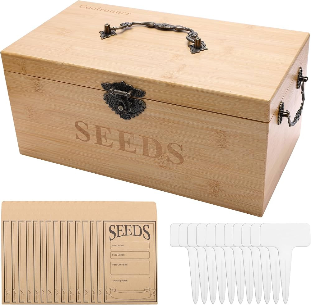 Amazon.com: Coolrunner Wood Seed Saving Box Seed Storage Organizer Case, Seed Packet Storage Orga... | Amazon (US)