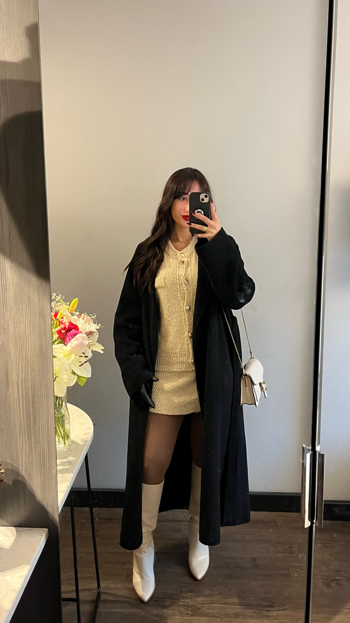 Afternoon tea outfit 🫖✨

outfit inspiration, autumn outfit, winter coat, black wool coat, coach bag, H&M, matching set, cardigan and skirt set, white boots, Stradivarius, leather gloves, COS. 

#LTKstyletip #LTKSeasonal #LTKeurope