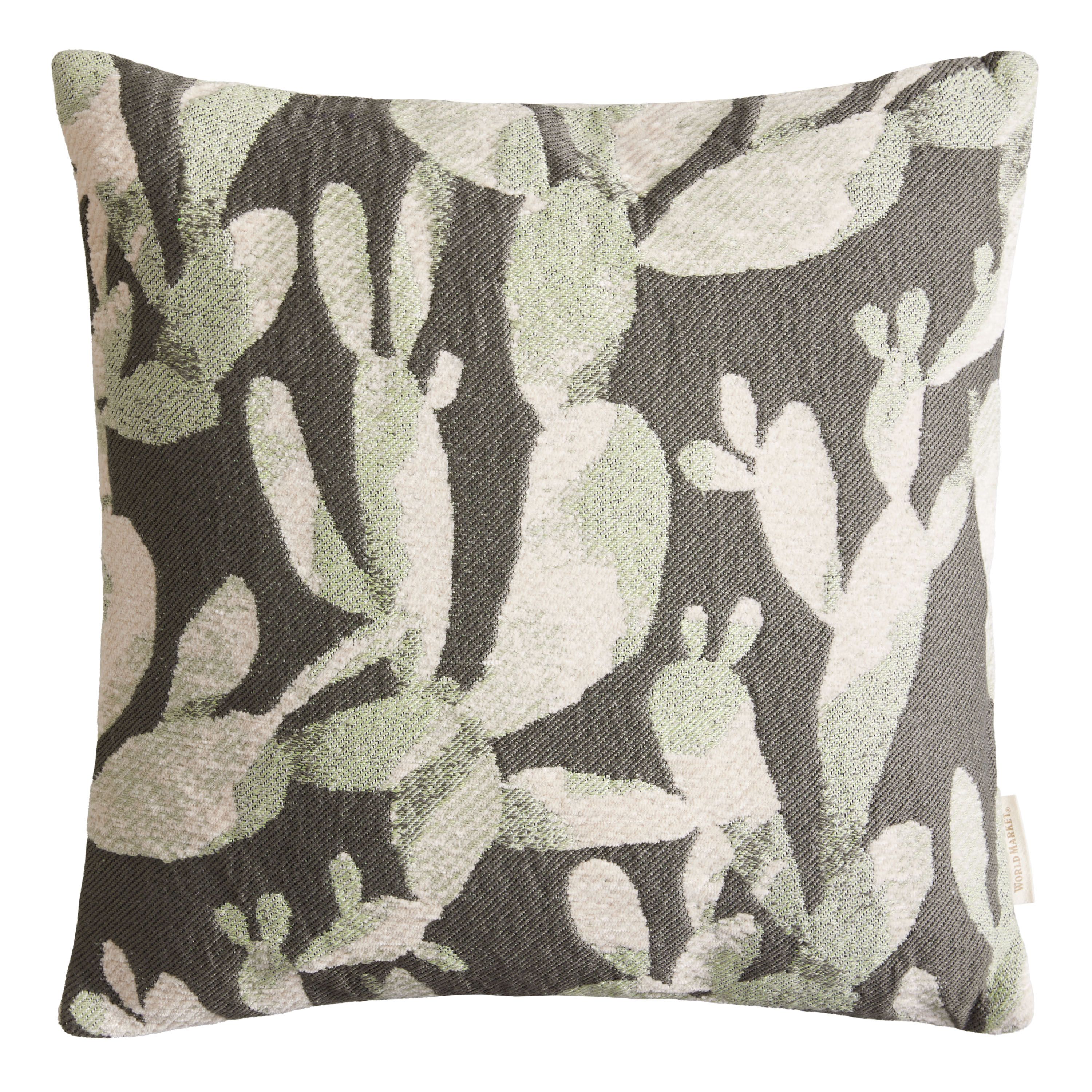 Black And Green Cactus Indoor Outdoor Throw Pillow | World Market
