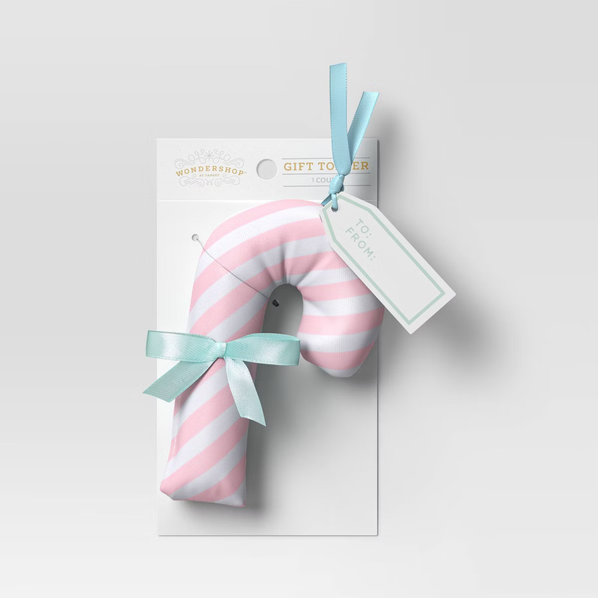 Fabric Candy Cane Christmas Gift Topper Pink/White - Wondershop™ | Target