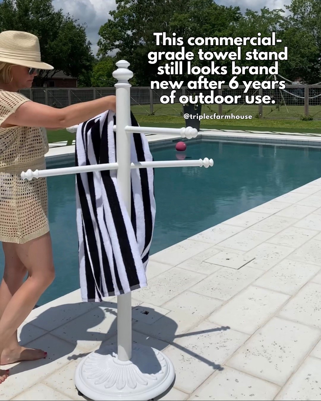 This commercial grade towel stand has been a best seller for the last six years. Nothing compares to its quality.

Outdoor furniture, patio furniture, pool, pool furniture, beach, beach towel, outdoor, 

#LTKSwim #LTKHome #LTKSeasonal