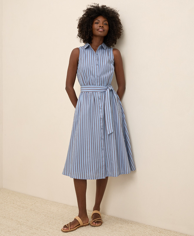 Women’s Sunset Lightweight Cotton Sleeveless Shirtdress made with Organic Cotton | Pact | Pact Apparel