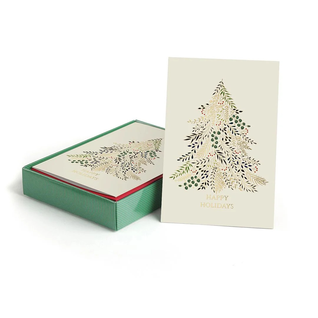 Masterpiece Gilded Greenery Gold Foil Christmas Card Set / 16 Boxed Holiday Cards With Coordinati... | Walmart (US)