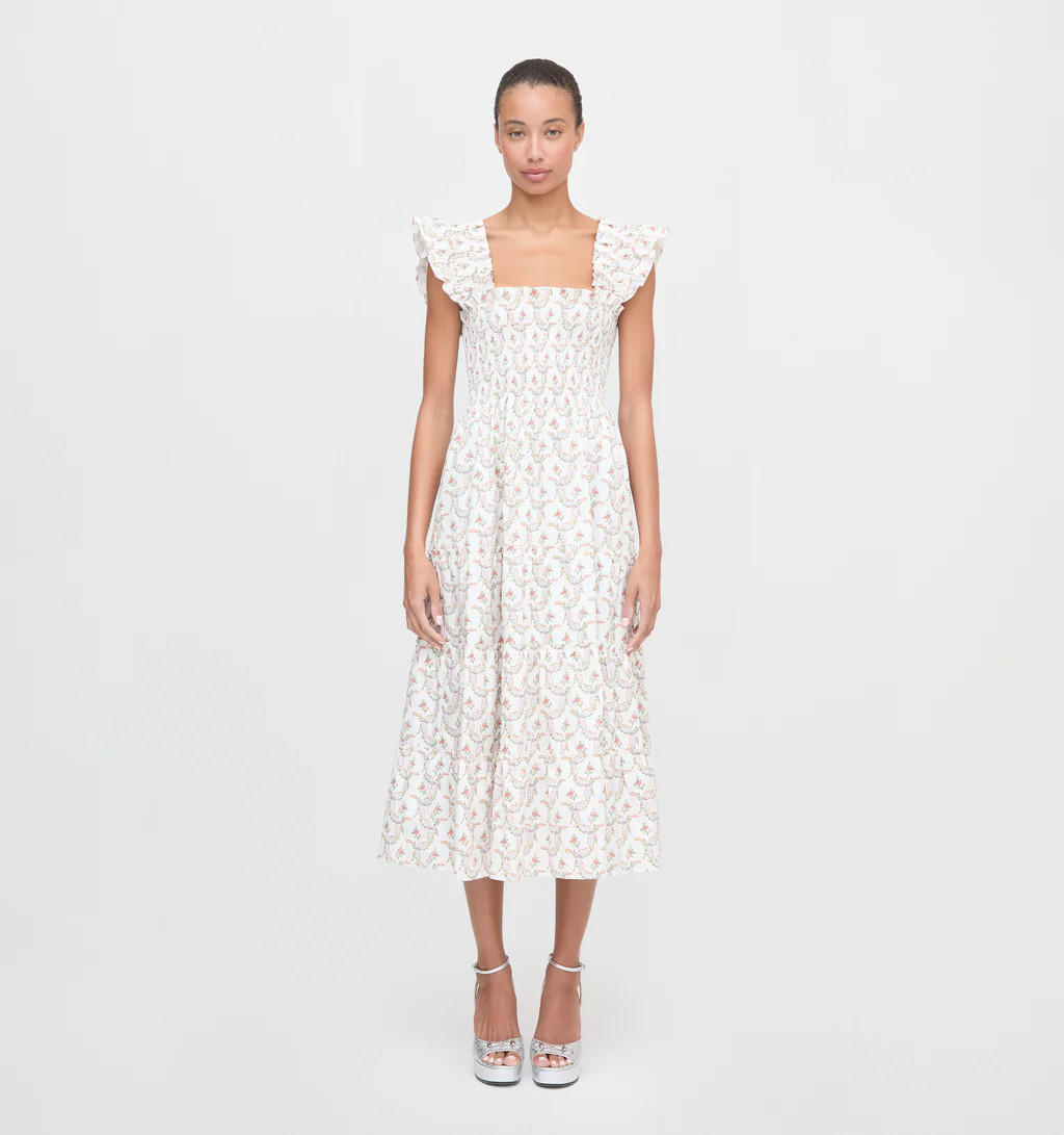 The Ellie Nap Dress - Pink Ribbon Rose Ikat | Hill House Home US