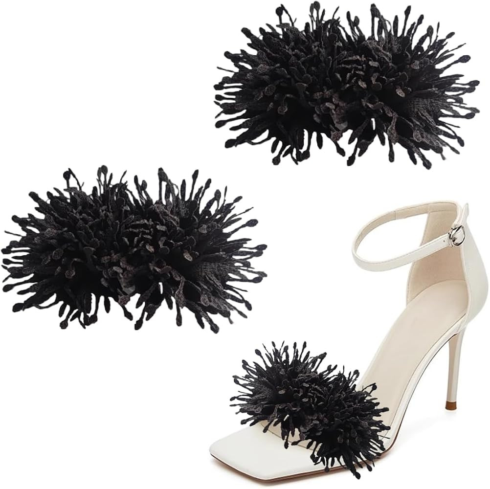 2Pcs 3D Flower Clips - Unique Burned Edge Embellishment, Detachable High Heels Buckle for DIY Sho... | Amazon (US)