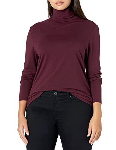 Amazon Essentials Women's Long-Sleeve Turtleneck (Available in Plus Size), Burgundy, Large | Amazon (US)