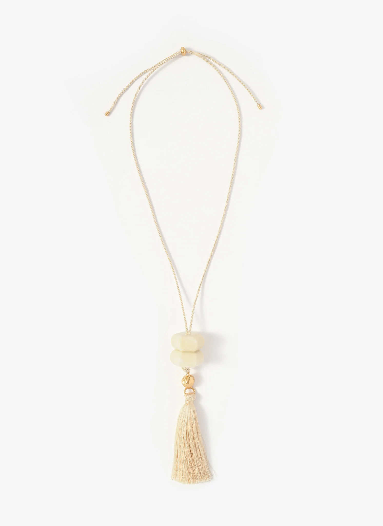 Cream Resin Tassel Pendant Necklace | Mint Velvet