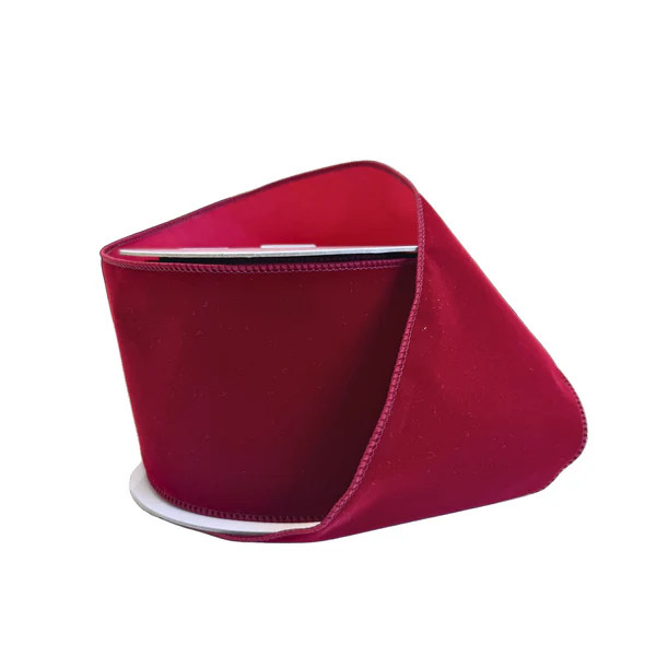 Deep Red Suede Ribbon 4" | Fig and Dove