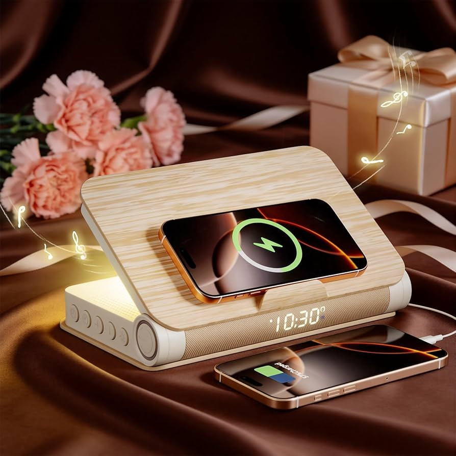 Vivilumens Alarm Clocks Wireless Charger Bluetooth Speaker Loud Sunrise Bedside Lamp for Heavy Sl... | Amazon (US)