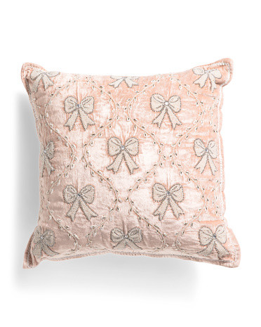 20x20 Beaded Bow Pillow | TJ Maxx
