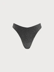 Black Solid Lurex Bikini Bottom & Reviews - Light Green,Black - Sustainable Bikinis | BERLOOK | BERLOOK