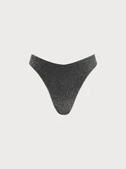 Black Solid Lurex Bikini Bottom & Reviews - Light Green,Black - Sustainable Bikinis | BERLOOK | BERLOOK