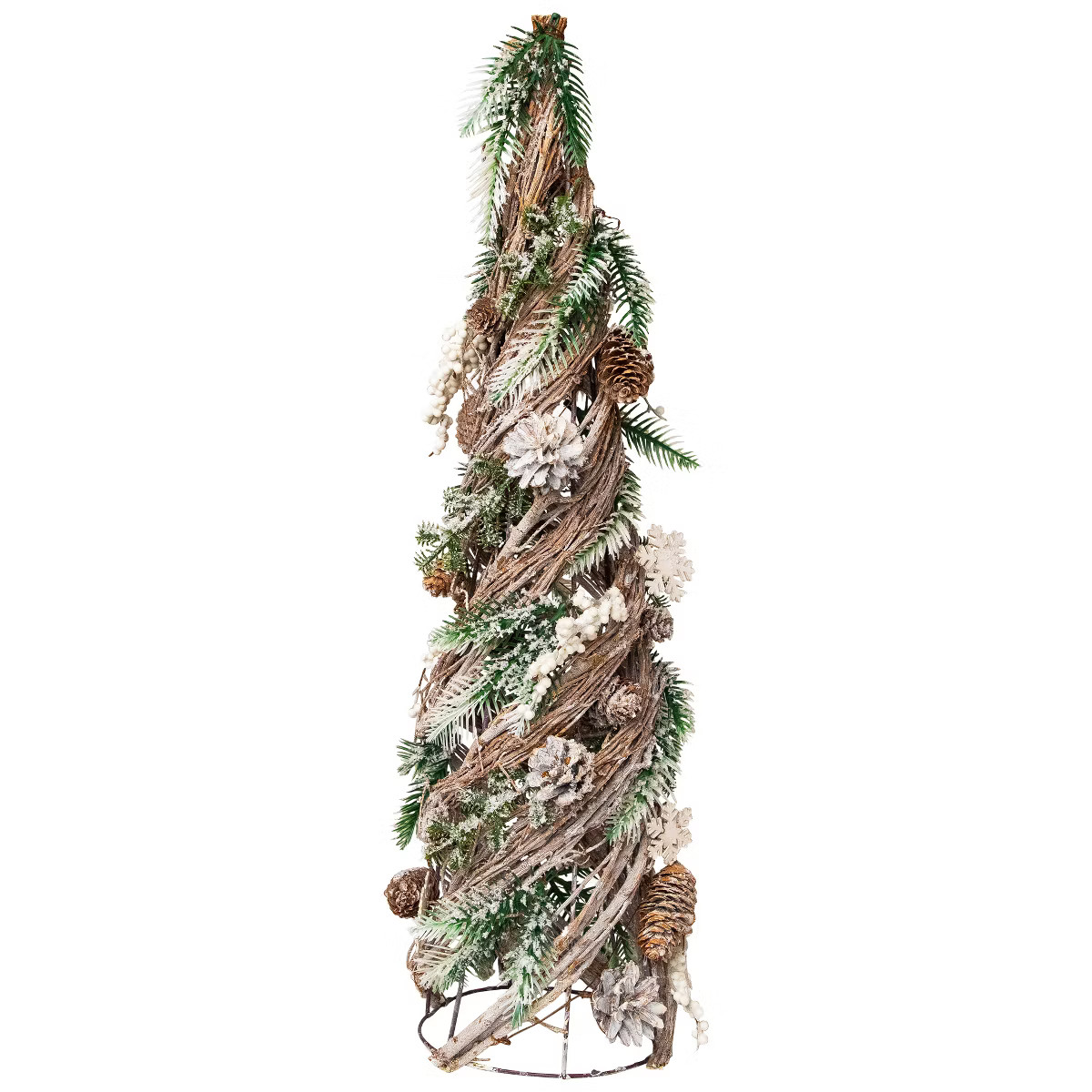 Northlight Flocked Snowflakes and Pinecones Twisted Twig Artificial Christmas Tree - 24.25" | Target