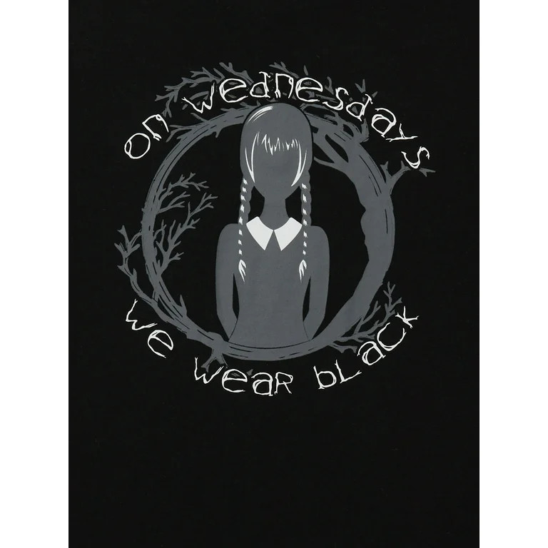 Metro Goldwyn Mayer Wednesday Girls We Wear Black, Crew Neck, Short Sleeve, Graphic T-Shirt, Size... | Walmart (US)