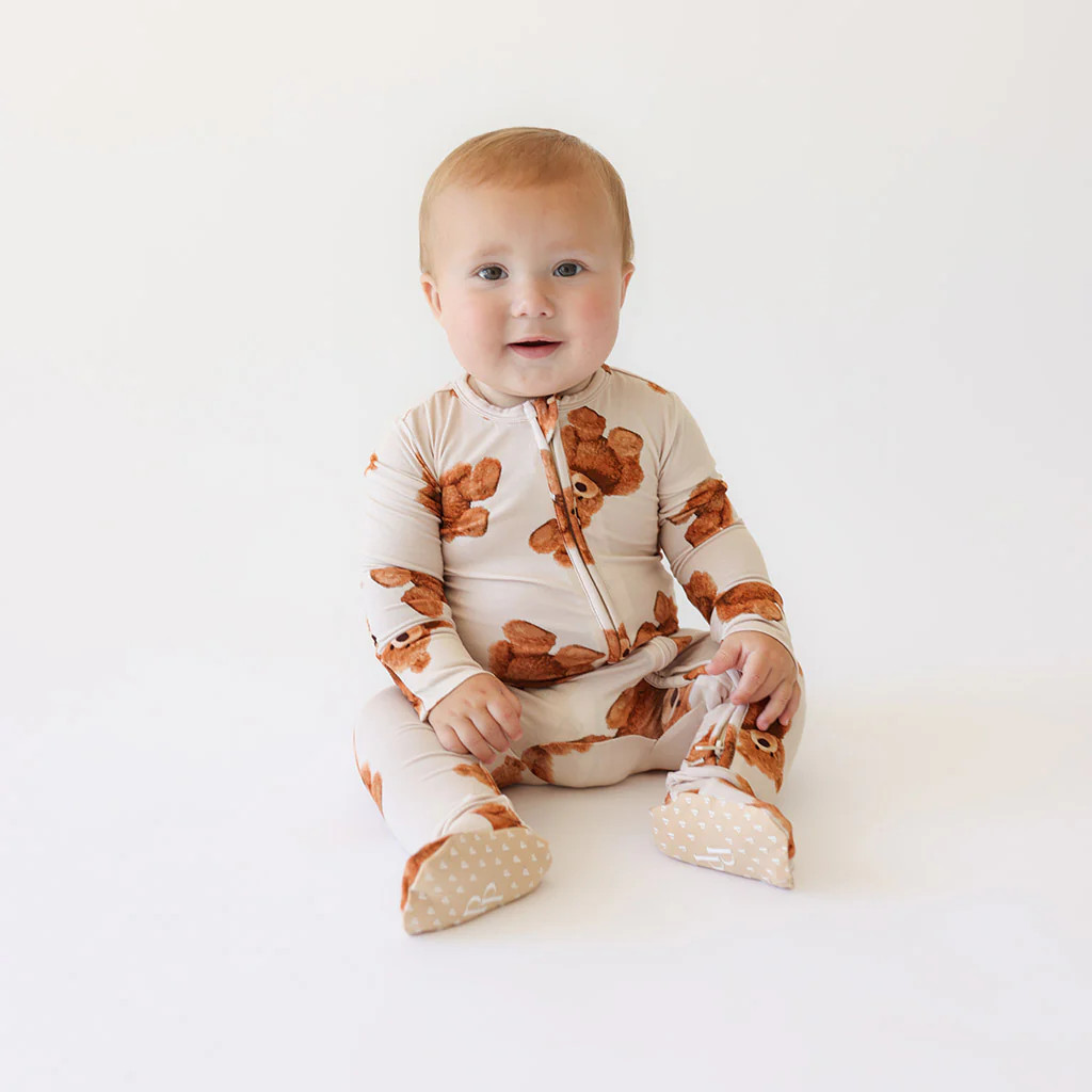 Bears Yellow One Piece Baby Footie Pajamas | Teddy Freddy | Posh Peanut