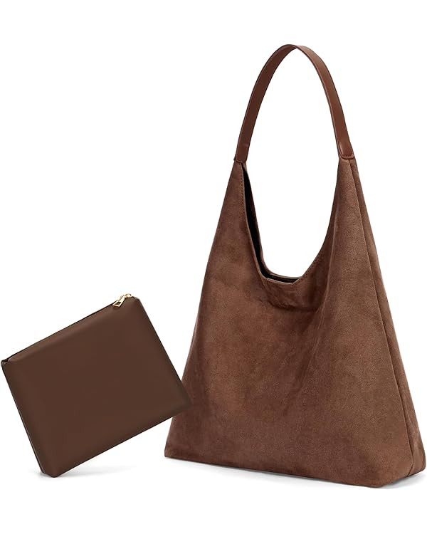 Lushandy Brown Suede Purse Faux Suede Tote Bag Leather Hobo Bags for Women Slouchy Hobo Bag Fall ... | Amazon (US)