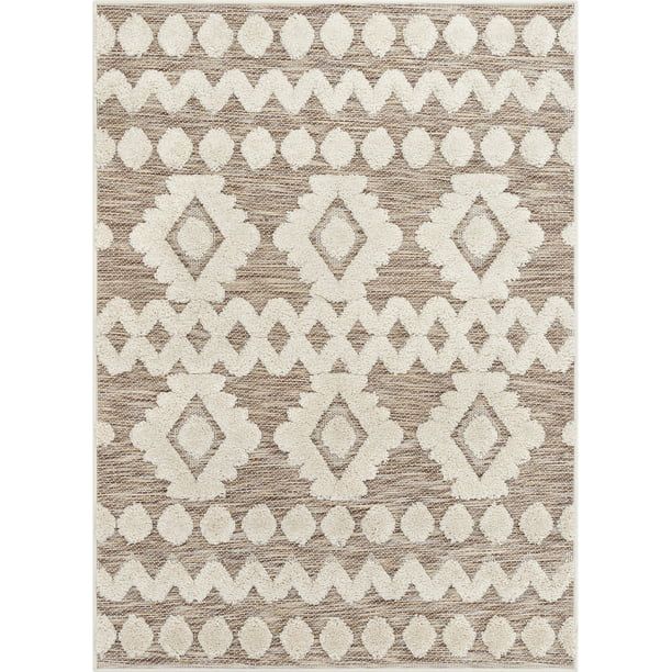 Well Woven Bellagio Chiara Tribal Moroccan Beige 7'10" x 10'6" High-Low Flat-Weave Area Rug - Wal... | Walmart (US)