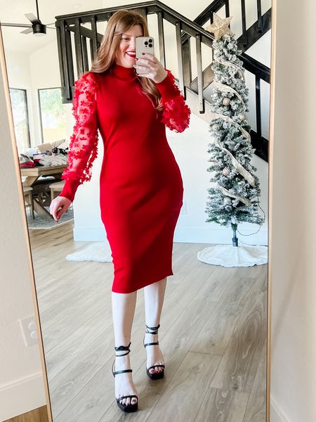 Love this red sweater dress from Walmart wearing size large. Walmart dress. Walmart fashion. Holiday dress. Holiday outfit. 

#LTKstyletip #LTKunder50 #LTKHoliday