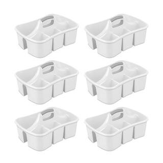 Divided Storage Ultra Caddy with 4 Compartments and Handles in White (6-Pack) | The Home Depot