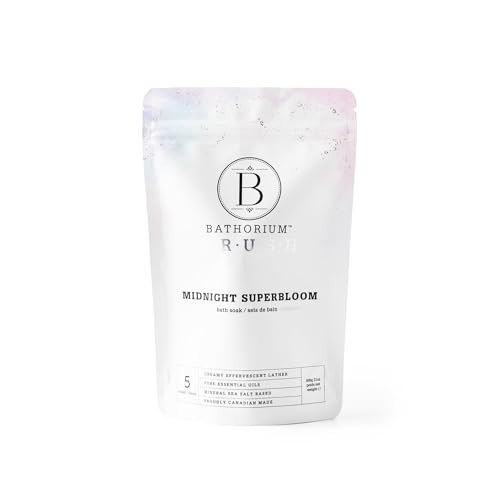 Bathorium Midnight Superbloom Crush, Wildflower Bath Soak, Lavender, Rose, Butterfly Pea Flower, Jasmine, Dead Sea Salt, 21 oz | Amazon (US)