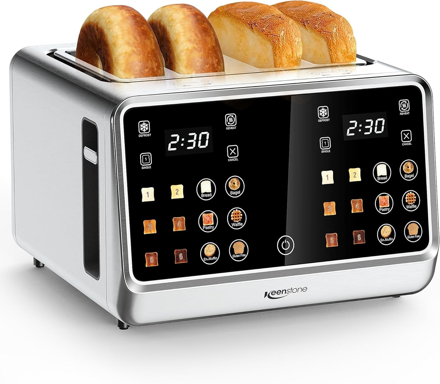 Keenstone Toaster 4 Slice, Digital Smart Toaster with TouchScreen, Dual Control Panel, Single Slo... | Amazon (US)