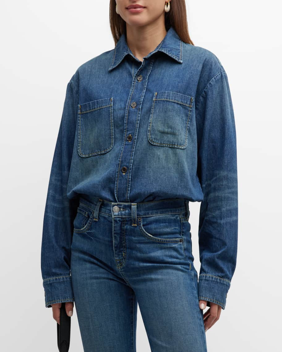 Nili Lotan Miriam Button-Front Denim Shirt | Neiman Marcus