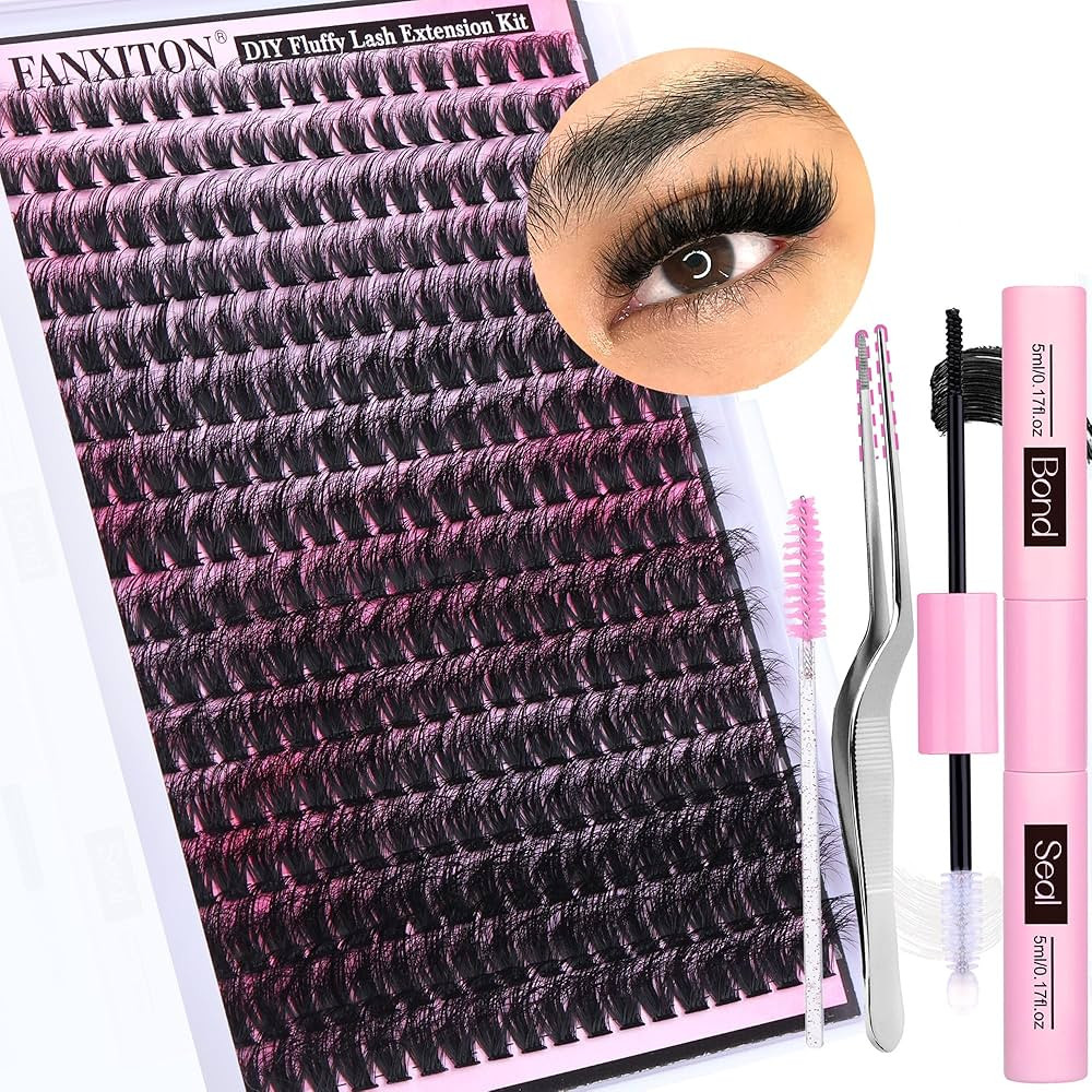 FANXITON DIY Lash Extension Kit Fluffy Lash Clusters 288 pcs Thick Lash Clusters Kit D Curl 10-18... | Amazon (US)