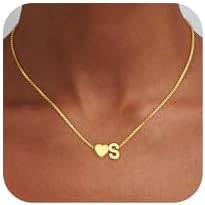 Easter Basket Stuffers Gifts for Kids Girls, 18K Gold Plated Letter A-Z Heart Initial Necklaces f... | Amazon (US)