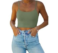 REORIA Women’s Sexy Adjustable Spaghetti Strap Double Lined Seamless Camisole Tank Yoga Crop To... | Amazon (US)