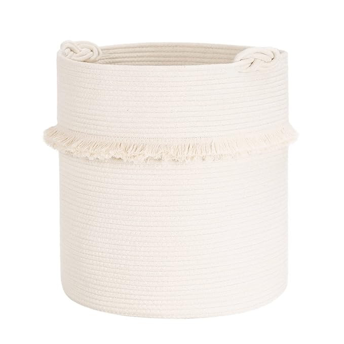 CherryNow Extra Large Woven Storage Baskets – 17'' x 16'' Cotton Rope Decorative Hamper for Mag... | Amazon (US)