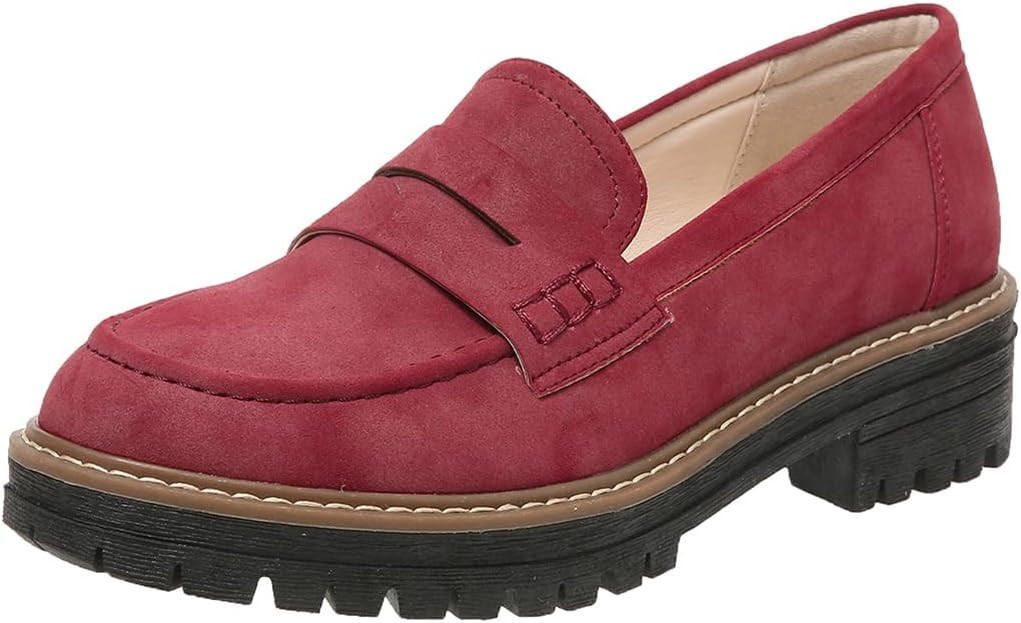 Womens Loafers Shoes Platform Chunky Penny Loafer Lug Sole Comfortable Slip On Work Office Busine... | Amazon (US)