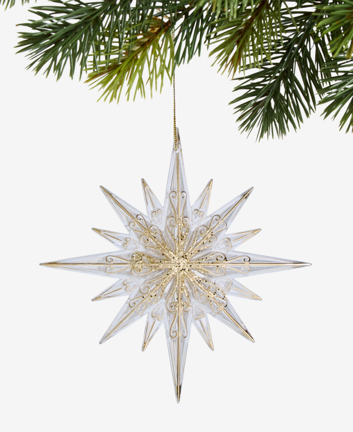 Holiday Lane Blessed Clear and Gold-Tone Snowflake Ornament, Macy's Exclusive | Macy's